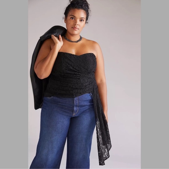 NWOT Anthropologie Mare Mare Corseted Lace Tube Top Black Plus Size 3X Strapless - Picture 1 of 6